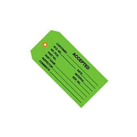BOX PACKAGING Global Industrial„¢ Inspection Tag "Accepted", #5, 4-3/4"L x 2-3/8"W, Green, 1000/Pack G20021